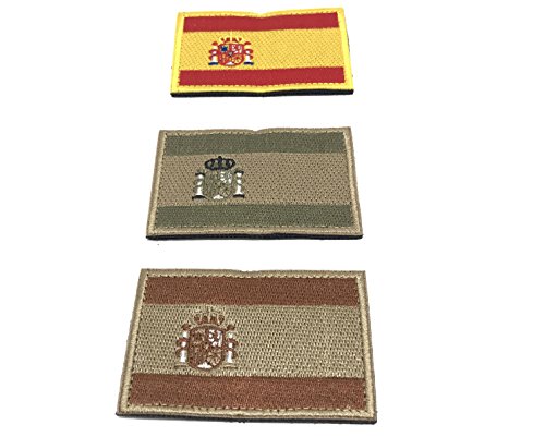Kit 3 x Parches España Velcro x España Bandera Táctico bandera con velcro podría ser pegado a la ropa, chaleco, gorra, mochila Directamente