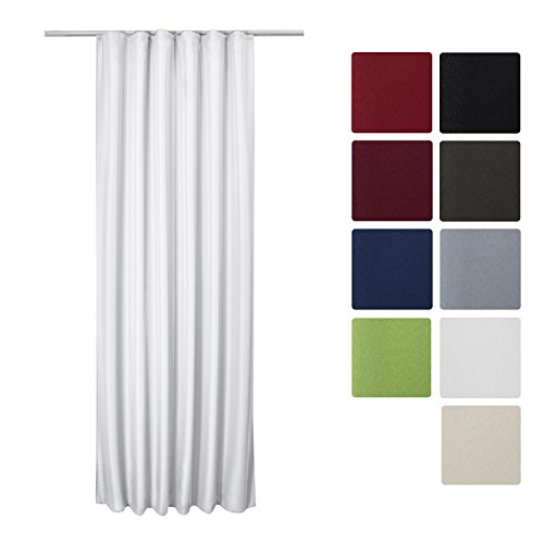 Beautissu® Blickdichter Kräuselband-Vorhang Amelie - 140x245 cm Weiß - Dekorative Gardine Universalband Fenster-Schal