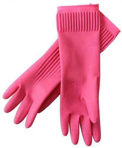 Komax Rubber Latex Gloves Kitchen Long Washing Cleaning Skincare Pink (Size L) RS.1595 (31.00% Off) - Amazon