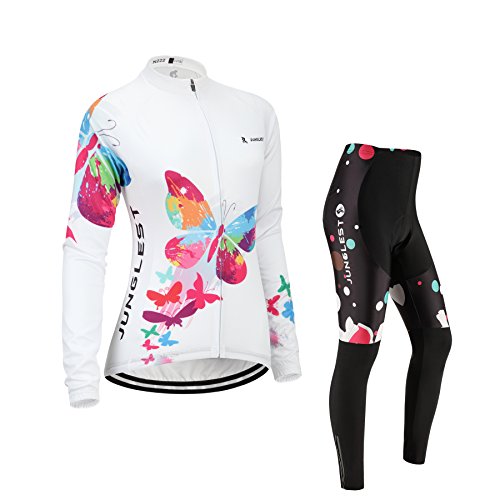 JUNGLEST Maillot de Cyclisme Femme Manches Longues Jersey(S~5XL,Option:Cuissard,3D Coussin) N222
