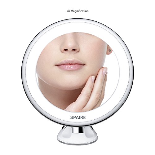 Spaire Vergrößerungsspiegel 7X LED Beleuchtender Kosmetikspiegel mit Starkem Saugnapf mit 360 Grad Drehbar Betriebene Batterie für Haus, Hotel und Reise - 3