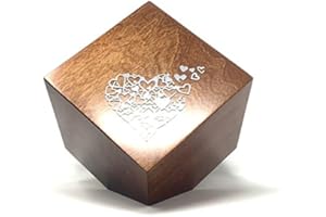 Aesthetic Urns Walnut Hearts Tilted Cube Cremation Urn for Ashes Modern Urn Memorial Funeral Container Designer Urn