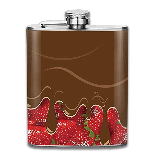 Gxdchfj Strawberries Melted Chocolate Confectionery Fruit Sweet 304 Stainless Steel Flask 7oz