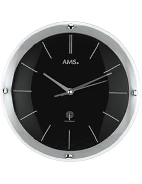 AMS Funk Wanduhr , gewölbtes Mineralglas , schwarzes Zifferblatt