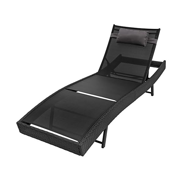 TecTake Rattan day bed sun canopy lounger recliner garden furniture