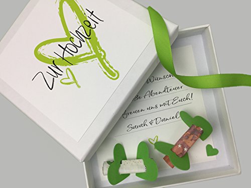 Geldgeschenk Hochzeit mit Herz (Grün)
