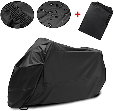 WISEUK Motorcycle Cover, Motorcycle Garage Winterproof Waterproof 190T Cover Protective Cover 245 * 105 * 125 cm, Black