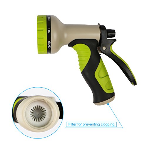 Flexibler Gartenschlauch Set 15M inkl. Brause Düse mit 9 Funktionen, Leicht Wasserschlauch mit Verstärktem Gewebe für Bewässerung Gartenarbeit Autowäsche Reinigung Haustier, Messing Zubehör, 3-fach Dehnbar bis 15M - 3