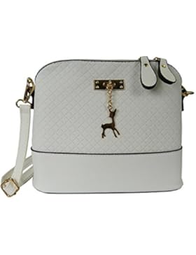 Trachtentasche PU-Leder Dirndltasche mit Reh Anhänger - Umhängetasche fürs Dirndl - weiß