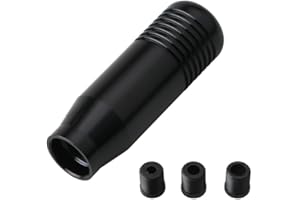 Juttzzei Car Gear Shift Knob, 8.5 CM Universal Gear Knob, Manual 5 Speed 6 Speed Gear Knob, Premium Aluminum Gear Stick Shifter Lever with 3 Adapters for Most Manual Automatic Vehicles(Black)