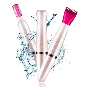 Painless Womens Bikini Trimmer 3in1 Painless Multi Grooming Kit Cordless Wet and Dry Shaver Electric Razor Womens Facial Hair Removal Bikini Trimmer Ladies Eyebrow Body Hair Removal