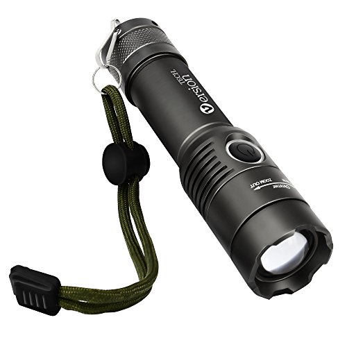 Taschenlampe VersionTech Einstellbare LED Handlampe, 18650 Akku, 1000 Lumen, 200m Effektiv Licht Reichweite, Wiederaufladbar Tragbar, Optimal für Haushalt, Camping, Angeln, Garage, Notfall, Stromausfall, Outdoor
