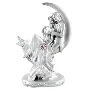 Goldiluxe Romantic Valentine Love Couple Statue Showpiece, Silver, 1 Piece valentine gift, Couple Gift