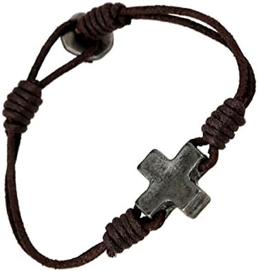 LZHM Circle Leather Bracelet Wristband For Unisex Simple Style Hand-woven Bracelet Cross