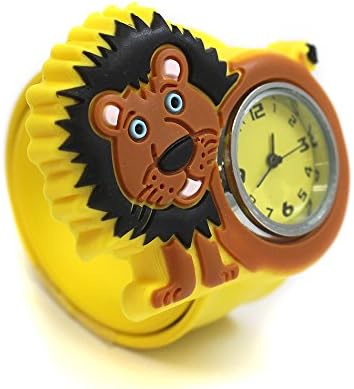Lion Wildlife PopWatch Slapwatch Learn To Tell The Time Fun Friendly Character Kids Easy Fit Silicone Quartz Watch