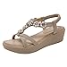 Produktbild Masoness Summer Women Popular Bohemian Lovely Crystal Flower Criss Cross Striped Belt Comfy Wedge Sandals