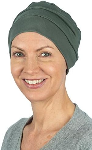 Olive Cotton Cancer Sleep Cap - Wonderful For Hair Loss, Cancer Chemo and Alopecia
