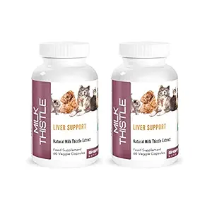 Sharrets Milk Thistle for Dogs & Cats, Liver Support Supplement for Pets -Silymarin / Milk Thistle Liver Support- Cat & Dog Liver Cleanse -Non GMO, Gluten Free, 2 x 60 Veggie Capsules (Pack of 2)