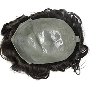RIDHI INDUSTRIES WIG HOUSE 100% Human natural hair pollyfuse hair patch Brown (9X7 Inch)