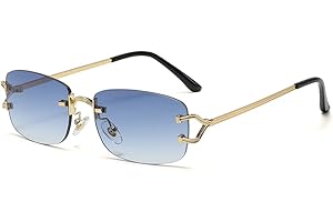 kachawoo Petites lunettes de soleil carrées sans monture pour femmes en métal sans monture lunettes de soleil rétro de marque de luxe lunettes de conception lunettes à lentille étroite
