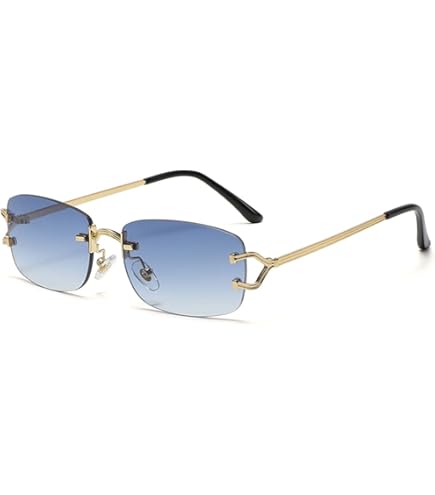 Lunettes De Soleil Rectangulaires Sans Monture Avec Bord Coupé, Lunettes Sans Cadre, Lunettes De Soleil Y2k, Nuances Carrées Vintage, Lunettes De Créateur à La Mode, Unisexe