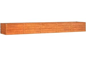 vidaXL Lit Surélevé de Jardin, Jardinière d'Extérieur, Pot de Fleurs, Bac à Plantes, Boîte de Plantation Balcon Patio, 400x80x45 cm Rouillé Acier Corten