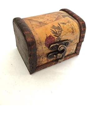 Mini-Holz-Aufbewahrungsbox Schmuck Manschettenknöpfe Brust Kleine Vintage-Blumenmuster