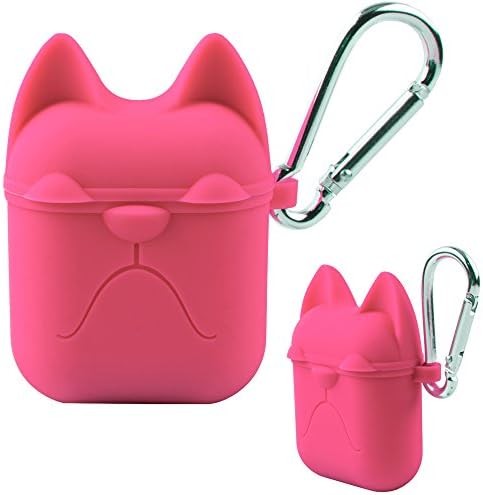 ENSULTD Silicone Protective Case For Airpods Shock Proof, Scratch Proof (Dog-pink)