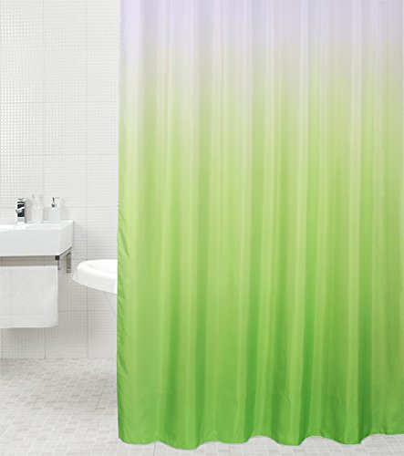 Duschvorhang Magic Grün 180 x 200 cm, hochwertige Qualität, 100% Polyester, wasserdicht, Anti-Schimmel-Effekt, inkl. 12 Duschvorhangringe