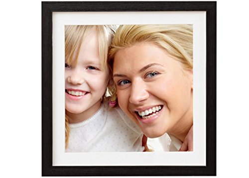 Kunststoffrahmen Bilderrahmen quadratisch mit weißem Passepartout 15x15 20x20 25x25 30x30 40x40 50x50 Rahmen Farbe Schwarz gebürstet – Format 25x25