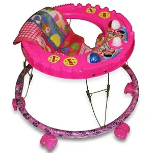 Ephemeral 6 Wheel Walker(Without Music) Plastic Round Baby Walker with Adjustable Height and Without Music Toy for Kid 6 Months to 10 Months (Design May Vary; Assorted Color)