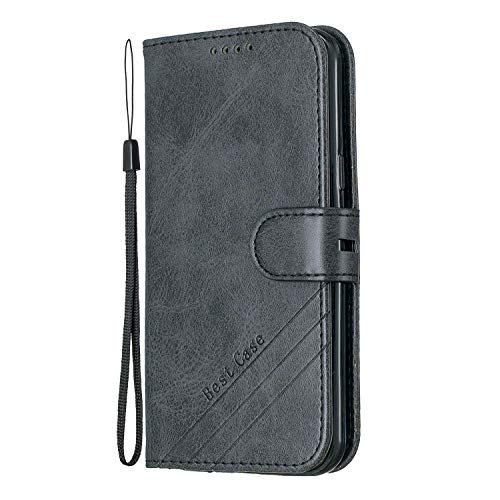 Lomogo Coque Galaxy J3/J3 2016 Portefeuille, Housse en Cuir avec Porte Carte Fermeture par Rabat Aimanté Antichoc Étui Case pour Samsung Galaxy J3 2016/J320F - LOHEX120130 Noir