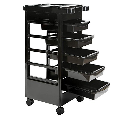 Saloniture Beauty Salon Rolling Trolley Cart With 5 Drawers and a Mixing Bowl