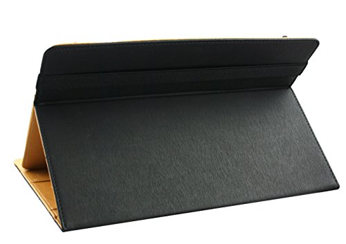 Emartbuy® Alcatel OneTouch Pixi 3 10 Zoll Tablet Universal ( 9 – 10 Zoll ) Schwarz Premium PU Leder Multi-Angle Exekutive Folio Geldbörse Tasche Hülle Tan Innenraum mit Kartensteckplätze + Schwarz Eingabestift - 6