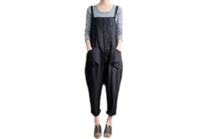 CAIYLAI Salopette da donna pantaloni lunghi, estivi casual senza maniche con bottoni, tuta con bretelle, pantaloni tutina con bretelle e pantaloni taglie forti, tasche a gamba larga