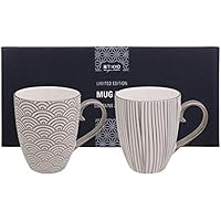 TOKYO design studio Platinum Limited Edition Nippon Taza 2pcs 8.5 x 10.2 cm 380 ML Star & Lines