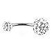 Tinksky Stainless Steel Crystal Rhinestone Women Belly Navel Ring Dangle Bar Stud (White+Silver)
