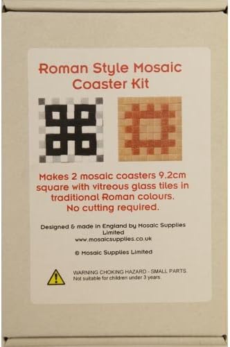 Mosaic Coaster Kit, Makes 2 Roman Style Coasters with Real Glass Tiles. No Cutting Required.