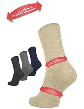 MoserMed extrem dehnbare Socken bis 66 cm Knöchelumfang (L = Schuhgröße 37 - 39, beige)