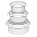 Emsa 459061200 3-teiliges Mikrowellentopf-Set, 0,5 Liter, 1 Liter, 1,5 Liter, Kunststoff, Weiß, Micro Family