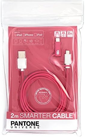 Pantone Universal PVC 2-metre Micro USB Lightning Cable,  for  Smartphones, iPhones, Tablets, Laptops, and PC's - PA-CAB2-UL02 - Pink