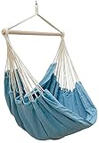 AMANKA Hamac XXL pour Toute la Famille Poids Max. supporté 150 kg siège de Toile Suspendue 190x140cm 100% Coton Hamac pour Le Jardin pour la Sieste Couleur Bleu Pacifique