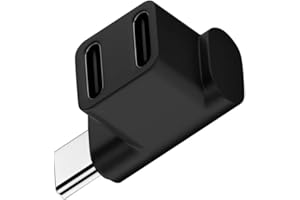 NFHK 10 Gbit/s USB 3.0 Typ C Stecker auf Dual-Buchse, Strom-Daten-Splitter-Adapter, nach oben abgewinkelt, kompatibel mit Steam Deck Laptop