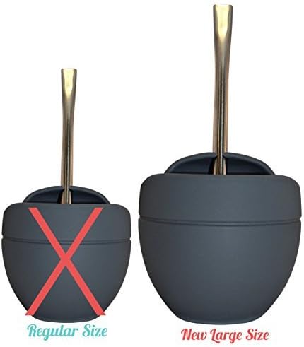 Extra Large Yerba Mate Silicone Gourd and Bombilla Combo (14 Oz. Gourd) (Cool Gray) by Yerba Supply