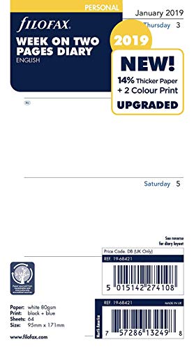 Price comparison product image 2XPersonal Week On Two Pages English 2019 Diary
