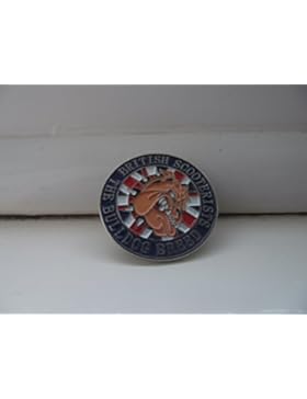 Anstecker, Metall, Emaille, Motiv: britische Bulldogge, Motorroller Vespa, Lambretta, mit Union-Jack-Design