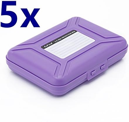 [5-Pack] SISUN 3.5 inch Anti-Static HDD Protector Case , 3.5 " Hard Drive protection Case - HDD Storage Box (5xPurple)