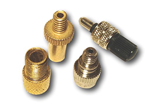 4er Set Ventiladapter Luftpumpen Kompressor Adapter Fahrrad Ventil Adapter DV SV AV + Blitzventil mit Mutter und Kappe