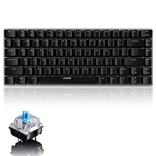 Lexon tech AK33 Clavier mécanique, Clavier de Jeu câblé avec commutateur Bleu, Clavier de Jeu mécanique Compact de 82 Touches, contrôle Facile avec Panneau métallique, système Anti-fantômes