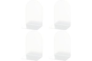 Deefongo 4 Stück Buchstütze,Buchstützen Metall Bücherhalter Bookends,Schwere Buchstütze,Weiß Bücherregal für Schule, Büro und Zuhause